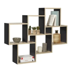 Étagère murale bois et noir double position