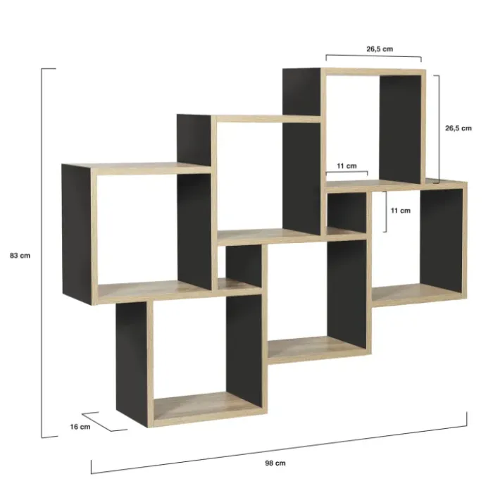 Étagère murale bois et noir double position