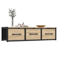 Étagère murale console d'entrée 3 tiroirs design industriel