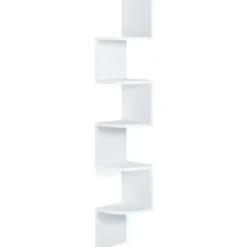Étagère murale d’angle 5 niveaux blanche