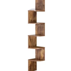 Étagère murale d'angle 5 niveaux façon bois vieilli