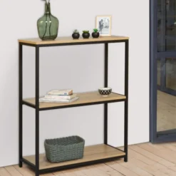 Étagère pour entrée bois et métal noir