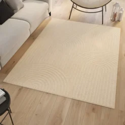 Tapis d'intérieur rectangle à motifs circulaire beige 160 x 220 cm