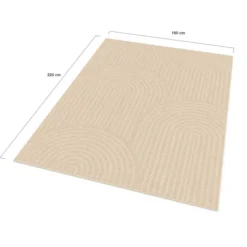 Tapis d'intérieur rectangle à motifs circulaire beige 160 x 220 cm