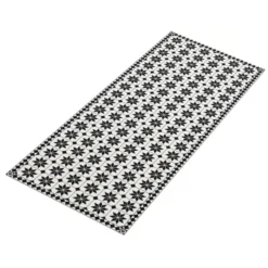 Tapis en vinyle effet mosaïque noir et blanc 66 x 160 cm