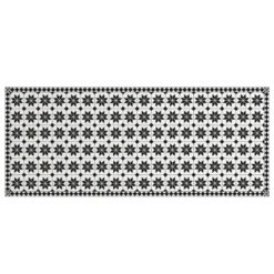 Tapis en vinyle effet mosaïque noir et blanc 66 x 160 cm