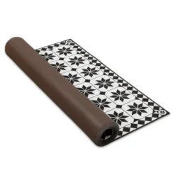 Tapis en vinyle effet mosaïque noir et blanc 66 x 160 cm