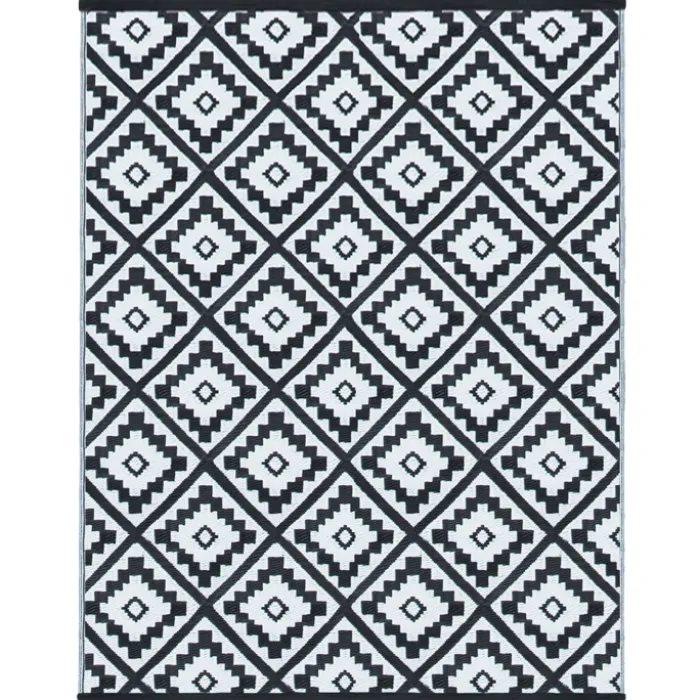 Tapis extérieur noir et blanc motifs géométriques 180 x 280 cm