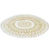 Tapis extérieur terrasse motifs maoris blanc et naturel 150 cm