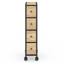 Tour de rangement 4 tiroirs sur roulettes colonne gain de place design industriel