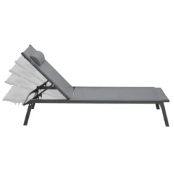 Transats de jardin aluminium gris et noir : lot de 2