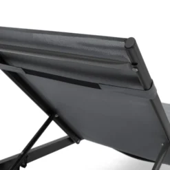 Transats de jardin aluminium gris et noir : lot de 2