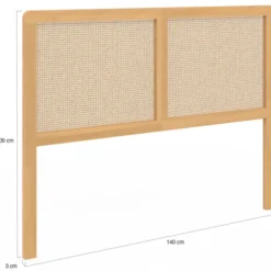 Tête de lit aspect cannage et bois 140 cm