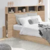 Tête de lit avec rangement intégré bois façon hêtre et noir 165 cm