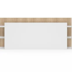 Tête de lit avec rangements blanc et bois sur pied