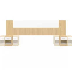 Tête de lit à chevets modulables bois et blanc