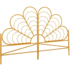 Tête de lit effet rotin 160 cm en forme de fleur