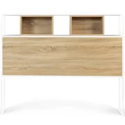 Tête de lit industrielle 145 cm bois et métal blanc