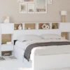 Tête de lit sur pied blanc et bois