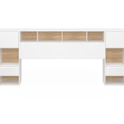 Tête de lit sur pied blanc et bois