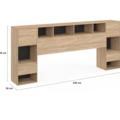 Tête de lit sur pied noir et bois