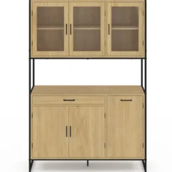 Vaisselier industriel 6 portes buffet de cuisine vitré 120 cm