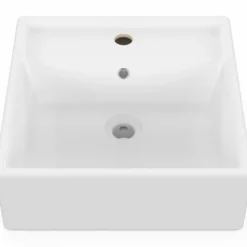 Vasque à poser carrée en céramique blanche L. 41 x l. 41 x H. 15,5 cm