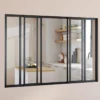 Verrière atelier coulissante 6 vitrages L. 160 x H. 108 cm en métal noir et verre trempé