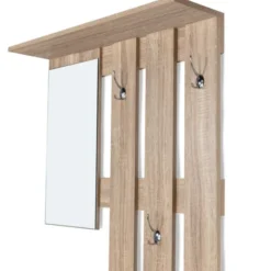 Vestiaire d'entrée avec miroir, porte-manteaux et range-chaussures