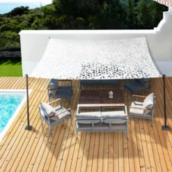 Voile d’ombrage camouflage 4x6 m blanc